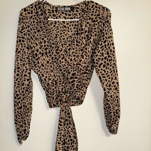 Leopard Print Wrap Top